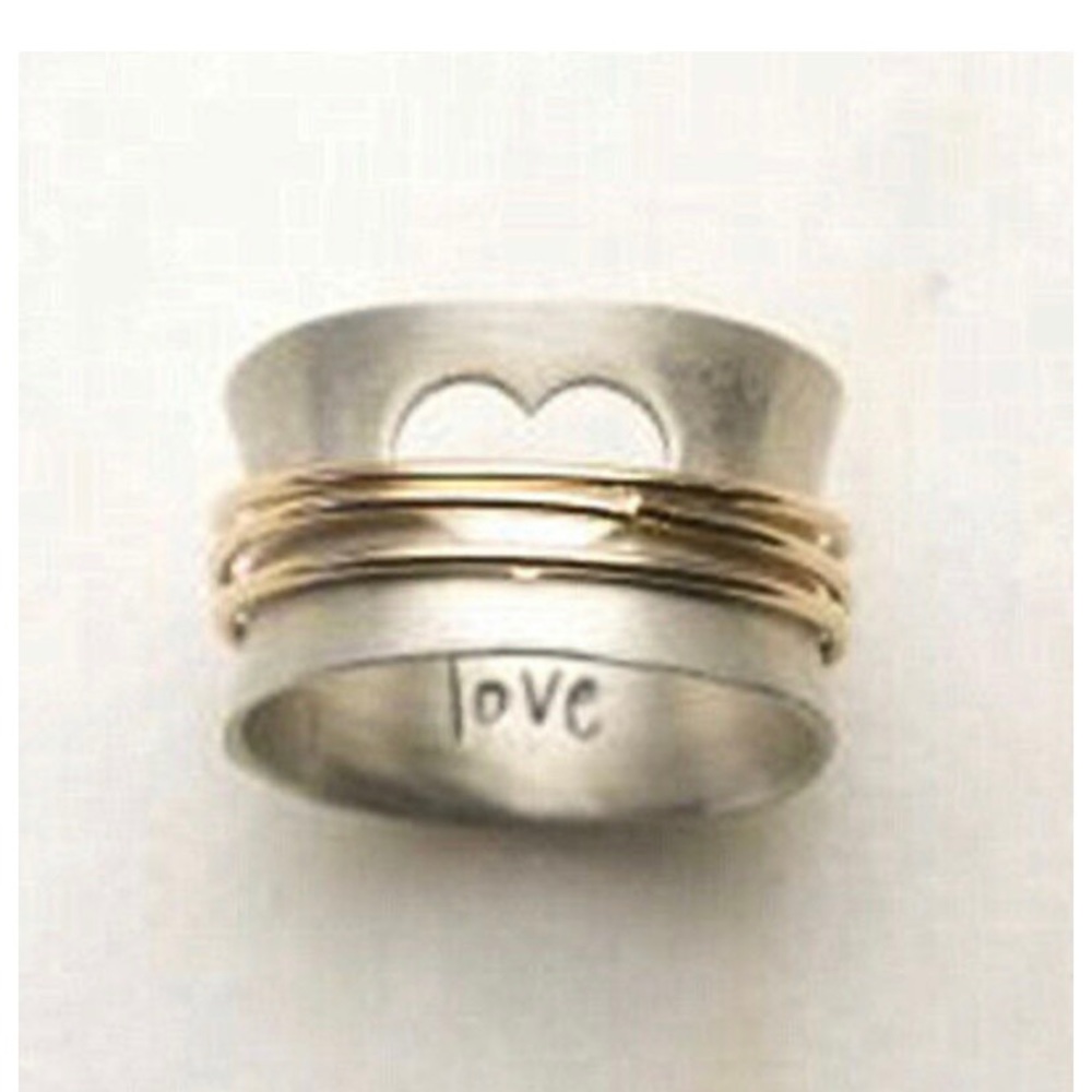 NEW 925 Sterling silver Two Tone Heart Ring - Picture 1 of 6